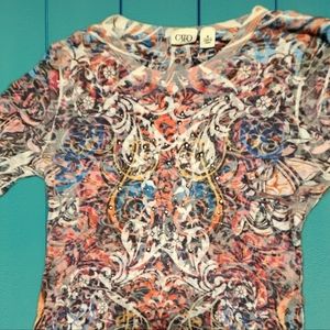 Y2K Cato Filligree Bling Long Sleeve Shirt (770018)